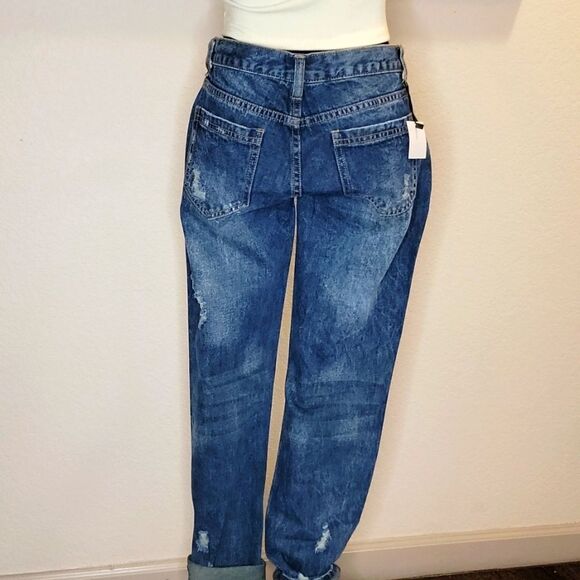 Litz Mid Rise Distressed Jeans with gold bling - Picture 5 of 16
